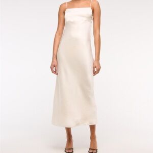 Abercrombie & Fitch Faux Pearl Strap Cream Maxi Dress